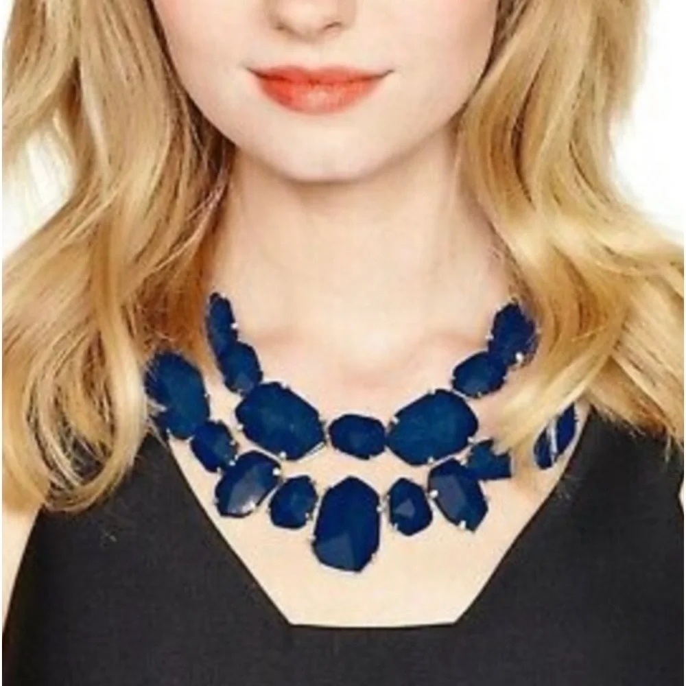 Kate Spade Blue Lapis Lazuli‎ Quarry Gems Double Statement Gold Plated Necklace